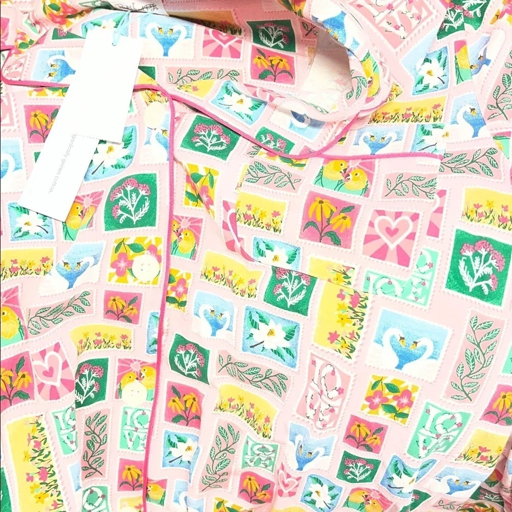 Anthropologie Bedhead Love Stamps  Pajamas Set